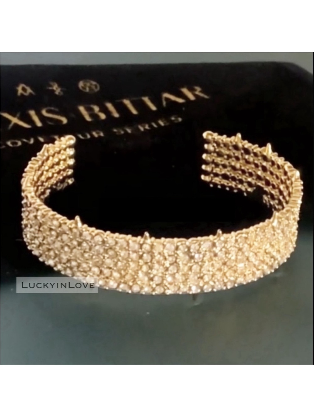 ALEXIS BITTAR • NEW Gold Pavé Crystal Lace Spiked Thorny Cuff Band Bracelet